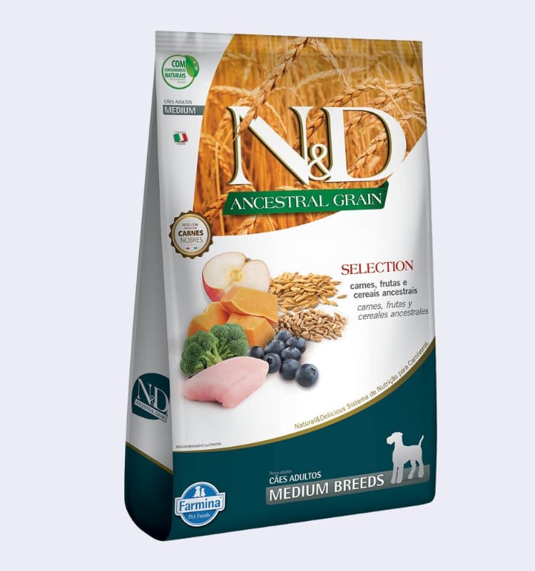 Ração N&D Ancestral Grain Selection Cães Adultos Medium Carnes 15 kg