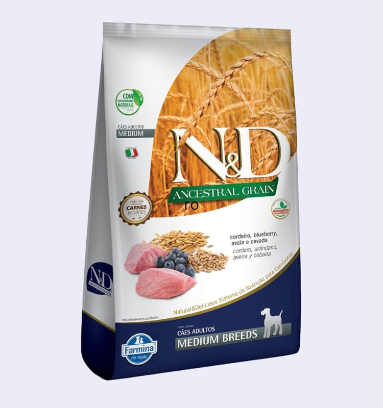 Ração N&D Ancestral Grain Cães Adultos Medium Cordeiro 10,1 kg