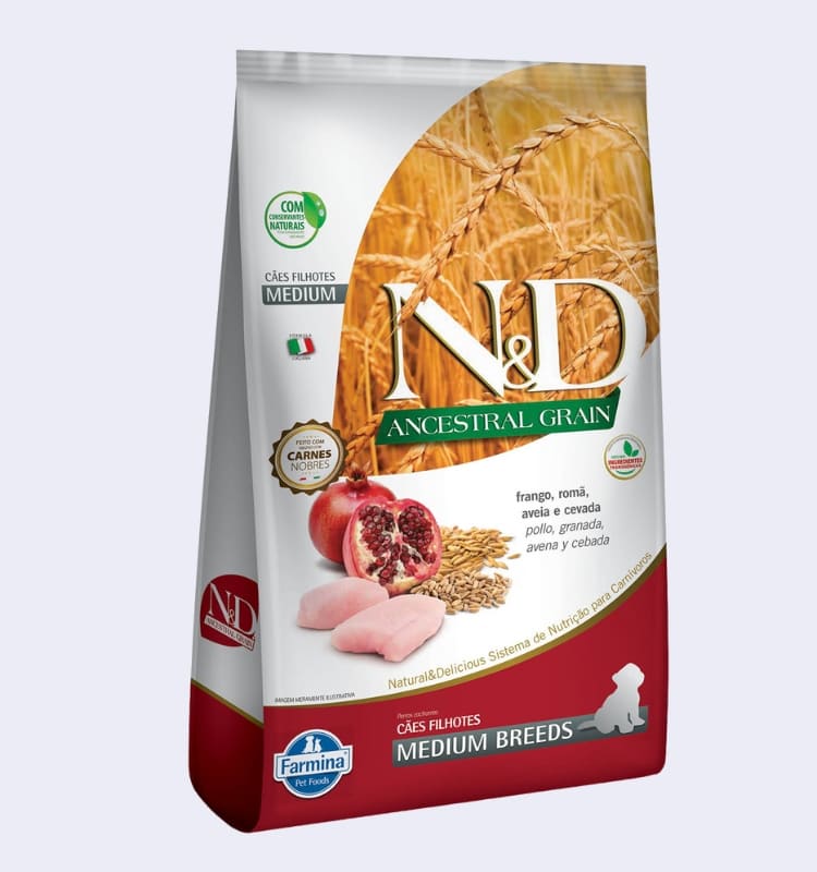 Ração N&D Ancestral Grain Cães Filhotes Medium Frango 10,1 kg