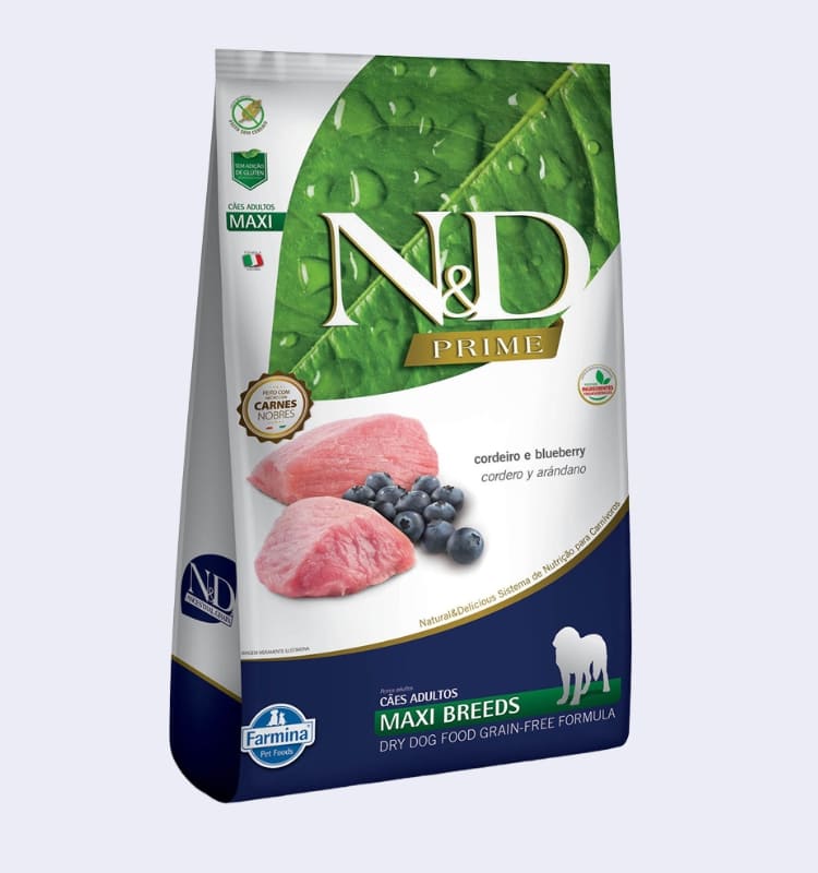 Ração N&D Prime Cães Adultos Maxi Cordeiro e Blueberry 10,1 kg