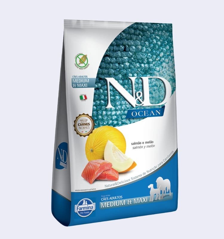 Ração N&D Ocean Cães Adultos Medium e Maxi Salmão e Melão 10,1 kg